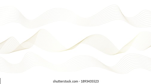 Abstract background with gold line wave. Luxury style. Tech pattern. Curved wavy line, smooth stripe. Vector illustration.