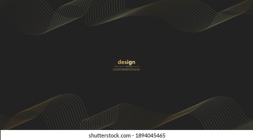 Fondo abstracto con onda de línea dorada. Estilo de lujo. Patrón tecnológico. Línea ondulada curvada, banda lisa. Ilustración vectorial.
