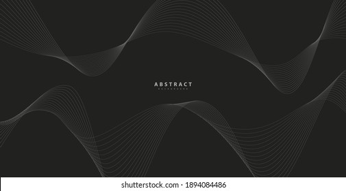Fondo abstracto con onda de línea dorada. Estilo de lujo. Patrón tecnológico. Línea ondulada curvada, banda lisa. Ilustración vectorial.