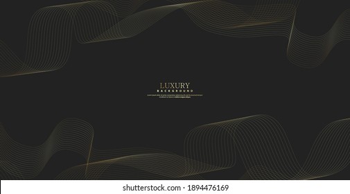 Abstract background with gold line wave. Luxury style. Tech pattern. Curved wavy line, smooth stripe. Vector illustration.