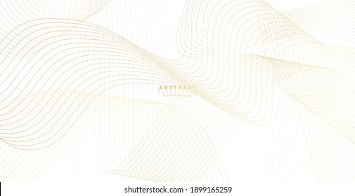 Fondo abstracto con onda de línea dorada. Estilo de lujo. Patrón tecnológico. Línea ondulada curvada, banda lisa. Ilustración vectorial.