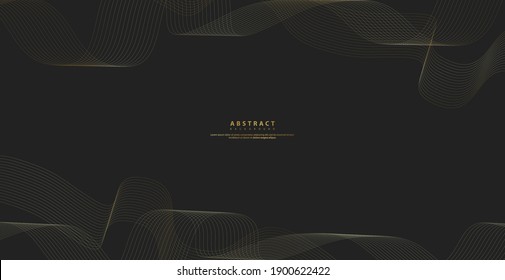 Abstract background with gold line wave. Luxury style. Tech pattern. Curved wavy line, smooth stripe. Vector illustration.