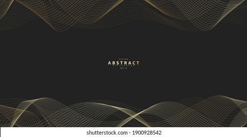 Abstrakter Hintergrund mit goldener Linienwelle. Luxus-Stil. Technisches Muster. Kurvig gewölbte Linie, glatter Streifen. Vektorgrafik.