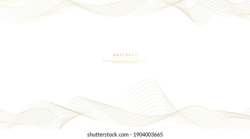 Abstract background with gold line wave. Luxury style. Tech pattern. Curved wavy line, smooth stripe. Vector illustration.