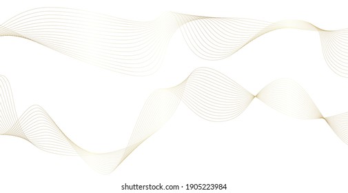 Abstract background with gold line wave. Luxury style. Tech pattern. Curved wavy line, smooth stripe. Vector illustration.