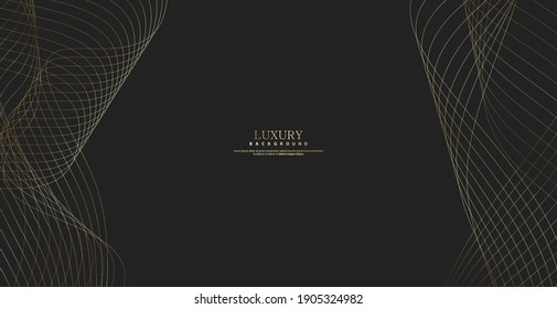 Abstract background with gold line wave. Luxury style. Tech pattern. Curved wavy line, smooth stripe. Vector illustration.
