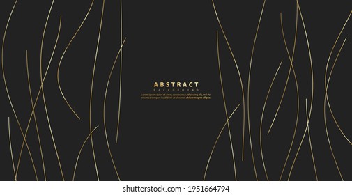 Abstract background with gold line wave. Luxury style. Tech pattern. Curved wavy line, smooth stripe. Vector illustration.