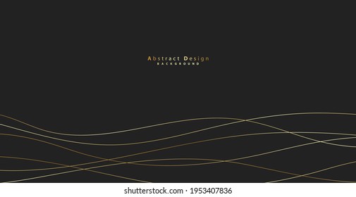 Abstract background with gold line wave. Luxury style. Tech pattern. Curved wavy line, smooth stripe. Vector illustration.