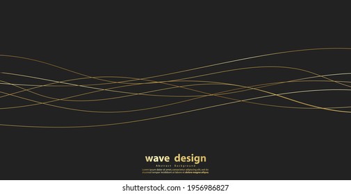 Fondo abstracto con onda de línea dorada. Estilo de lujo. Patrón tecnológico. Línea ondulada curvada, banda lisa. Ilustración vectorial.