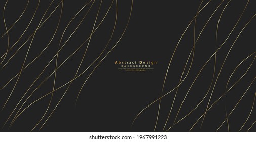 Abstract background with gold line wave. Luxury style. Tech pattern. Curved wavy line, smooth stripe. Vector illustration.