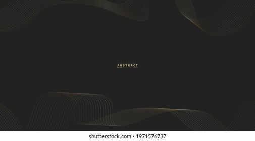 Abstract background with gold line wave. Luxury style. Tech pattern. Curved wavy line, smooth stripe. Vector illustration.
