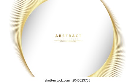Abstrakter Hintergrund mit goldener Linienwelle. Lauxury Stil. Technisches Muster. Kurvig gewölbte Linie, glatter Streifen. Vektorgrafik.