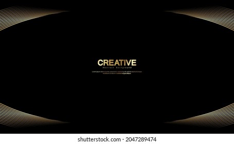 Abstract background with gold line wave. Lauxury style. Tech pattern. Curved wavy line, smooth stripe. Vector illustration.