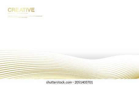 Abstract background with gold line wave. Lauxury style. Tech pattern. Curved wavy line, smooth stripe. Vector illustration.