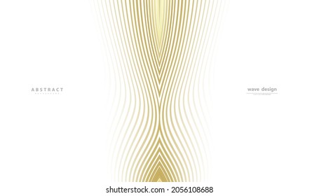 Abstract background with gold line wave. Lauxury style. Tech pattern. Curved wavy line, smooth stripe. Vector illustration.