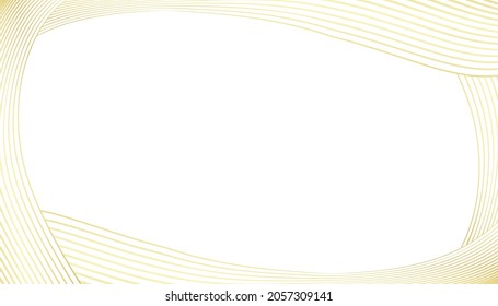 Abstract background with gold line wave. Lauxury style. Tech pattern. Curved wavy line, smooth stripe. Vector illustration.