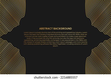 Abstract background with gold line wave. Luxury style. Tech pattern. Curved wavy line, smooth stripe. Vector illustration.