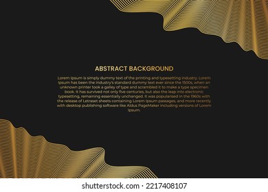 Fondo abstracto con onda de línea dorada. Estilo de lujo. Patrón tecnológico. Línea ondulada curvada, banda lisa. Ilustración vectorial.