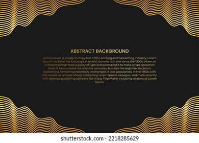 Fondo abstracto con onda de línea dorada. Estilo de lujo. Patrón tecnológico. Línea ondulada curvada, banda lisa. Ilustración vectorial.