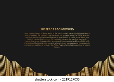 Abstract background with gold line wave. Luxury style. Tech pattern. Curved wavy line, smooth stripe. Vector illustration.