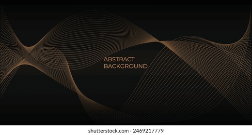 Abstract background with gold line wave. Luxury style. Tech pattern. Curved wavy line, smooth stripe.