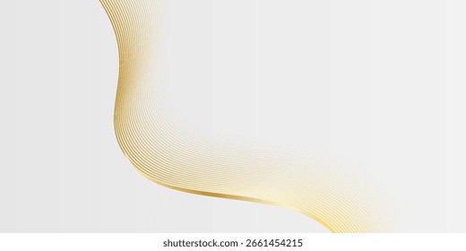 Fondo Abstractas con la onda de la línea del oro. Estilo de lujo. Patrón técnico. Línea ondulada curva, raya lisa. Ilustración vectorial.