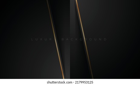 Abstract background with gold lines. Minimal luxury concept. Dark overlap shape with golden lines. Vector illustration