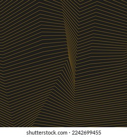 Abstract background with gold lines. Texture with distorted waves. Vector illustration with 3d effect. Fashion luxury design.