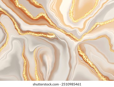 Fondo Abstractas con un diseño de mármol líquido dorado con Elementos de brillo dorado