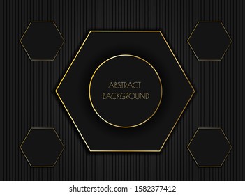 Abstract background gold. Luxurious realistic borders. Vector illustration minimalist black 