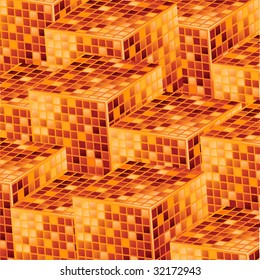 abstract background of gold mosaic cubes