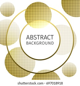 Abstract background of gold mosaic textured circles with an inscription in the middle
