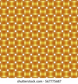 Abstract background of gold ribbons intertwined. Seamless braided pattern, vector illustration