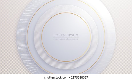 Abstract background with gold ring, gray circles overlapping, and crossing lines. Vector illustration