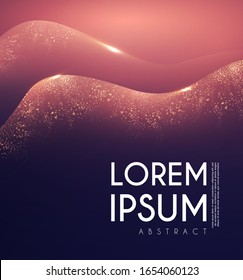 Abstract background with gold shining fire waves. Fairy dust and light effect.
