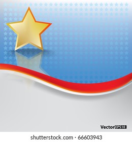 abstract background with gold star on blue