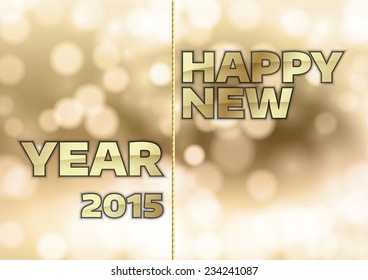 Abstract background with gold text Happy New Year 2015.