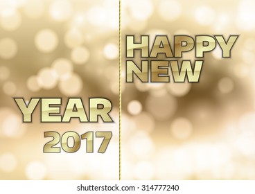 Abstract background with gold text Happy New Year 2017.