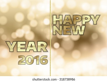 Abstract background with gold text Happy New Year 2016.