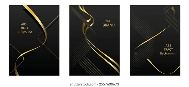 Abstract background with gold variation gold shape. Elegant background. Luxury premium cover design set. . Royal vector template for premium invite card, poster A4, annual report, brochure, cover, etc