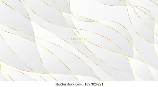 Abstract background with gold waves. Luxury paper cut background, golden pattern, halftone gradients, cover template, geometric shapes, modern minimal banner. 3d Vector illustration.