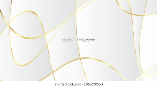 Fondo abstracto con olas doradas. Fondo de corte de papel de lujo, patrón dorado, gradientes de medio tono, plantilla de cubierta, formas geométricas, banner mínimo moderno. Ilustración vectorial 3d.