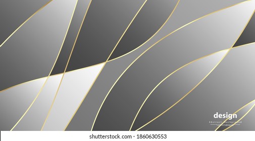 Abstract background with gold waves. Luxury paper cut background, golden pattern, halftone gradients, cover template, geometric shapes, modern minimal banner. 3d Vector illustration.
