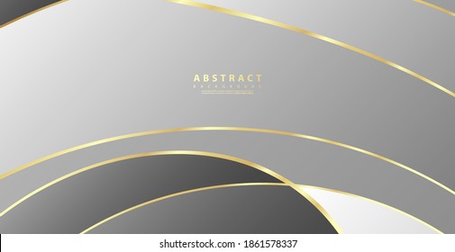 Fondo abstracto con olas doradas. Fondo de corte de papel de lujo, patrón dorado, gradientes de medio tono, plantilla de cubierta, formas geométricas, banner mínimo moderno. Ilustración vectorial 3d.