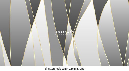 Abstract background with gold waves. Luxury paper cut background, golden pattern, halftone gradients, cover template, geometric shapes, modern minimal banner. 3d Vector illustration.