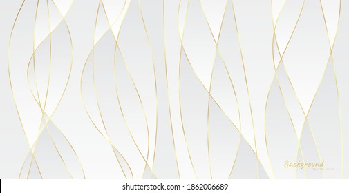 Fondo abstracto con olas doradas. Fondo de corte de papel de lujo, patrón dorado, gradientes de medio tono, plantilla de cubierta, formas geométricas, banner mínimo moderno. Ilustración vectorial 3d.
