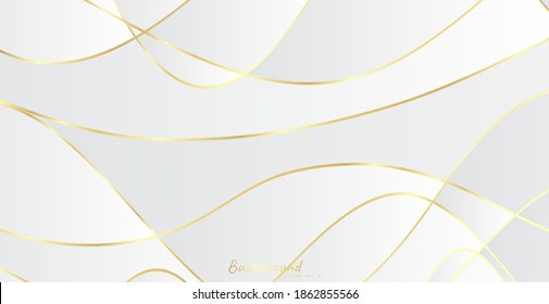 Abstract background with gold waves. Luxury paper cut background, golden pattern, halftone gradients, cover template, geometric shapes, modern minimal banner. 3d Vector illustration.