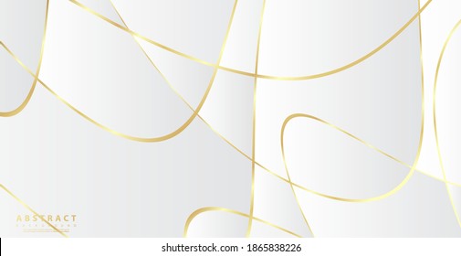 Abstract background with gold waves. Luxury paper cut background, golden pattern, halftone gradients, cover template, geometric shapes, modern minimal banner. 3d Vector illustration.