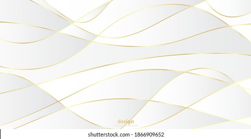 Abstract background with gold waves. Luxury paper cut background, golden pattern, halftone gradients, cover template, geometric shapes, modern minimal banner. 3d Vector illustration.