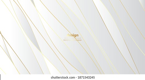 Fondo abstracto con olas doradas. Fondo de corte de papel de lujo, patrón dorado, gradientes de medio tono, plantilla de cubierta, formas geométricas, banner mínimo moderno. Ilustración vectorial 3d.